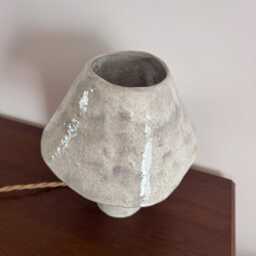 Ceramic Table Lamp in Moon Effect Color Handmade Clay Contemporary Style For Modern Interior - thumbnail 2