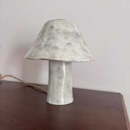 Ceramic Table Lamp in Moon Effect Color Handmade Clay Contemporary Style For Modern Interior - thumbnail 4