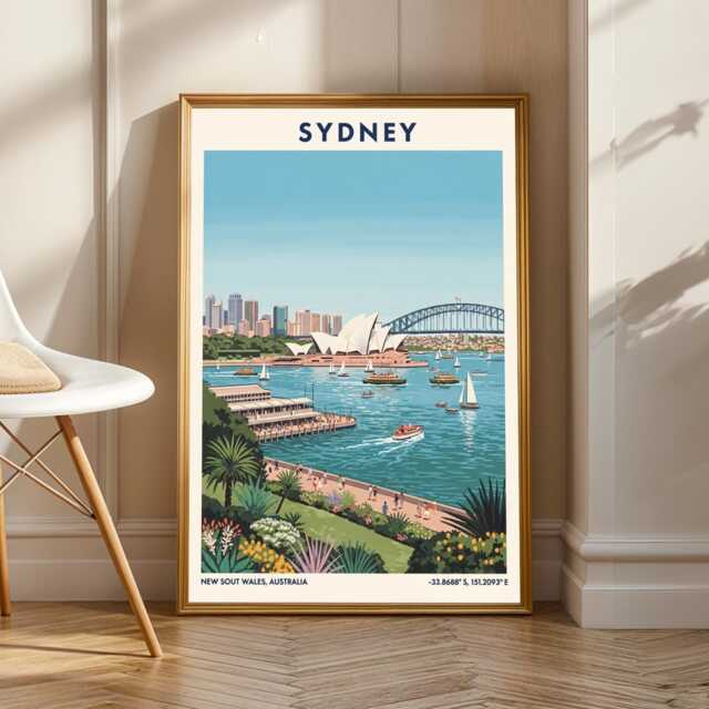 Sydney Opera House Vintage Travel Poster Australian Art Print - image 1