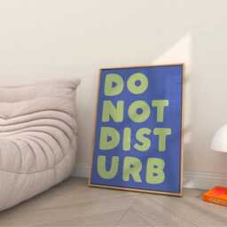 Do Not Disturb Print, Unframed Art, Bold Kitchen Posters, Trendy Bright Decor, Living Room, Typography Quotes, Retro, Blue Green, Bedroom - thumbnail 3