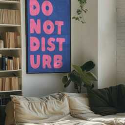 Do Not Disturb Print, Unframed Art, Bold Kitchen Posters, Trendy Bright Decor, Living Room, Typography Quotes, Retro, Blue Green, Bedroom - thumbnail 2