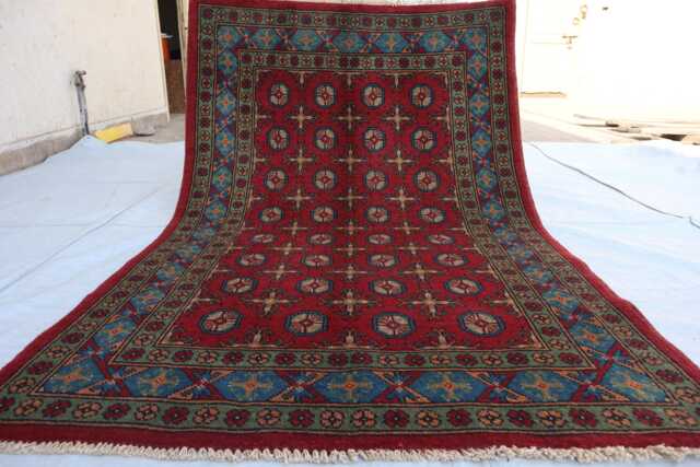 4x6 Ft Red Handmade New Akhcha Area Rug, Afghan High Pile Turkmen Bokhara Rug Living Room Tribal Rug Bedroom Office - image 1