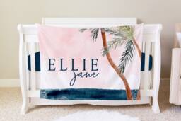 Beach Personalized Baby Name Blanket Gift Custom Coming Home Bear Hospital Shower New Mom