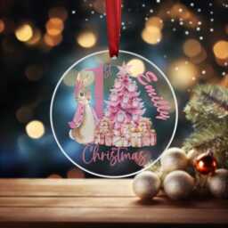 Personalised Christmas Bauble Baby First Rabbit 2024 For Boy Girl Pink Blue Acrylic Hanging Tree Decoration Ornament Gift Love - thumbnail 3