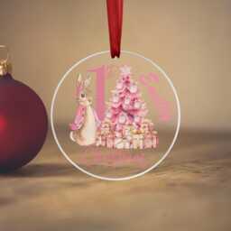 Personalised Christmas Bauble Baby First Rabbit 2024 For Boy Girl Pink Blue Acrylic Hanging Tree Decoration Ornament Gift Love - thumbnail 4