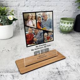 Grandfather Birthday Gift Black Grid Photo Frame Personalised Acrylic Plaque - Gift, Custom