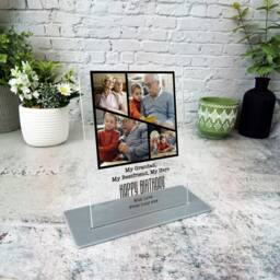 Grandfather Birthday Gift Black Grid Photo Frame Personalised Acrylic Plaque - Gift, Custom - thumbnail 3