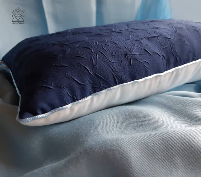 Blue Pillow Cover With Insert Rectangle Luxury Minimalist Navy Blue Texture Fabric Solid Pillow White Scandinavian Throw Accent Cushion - image 1