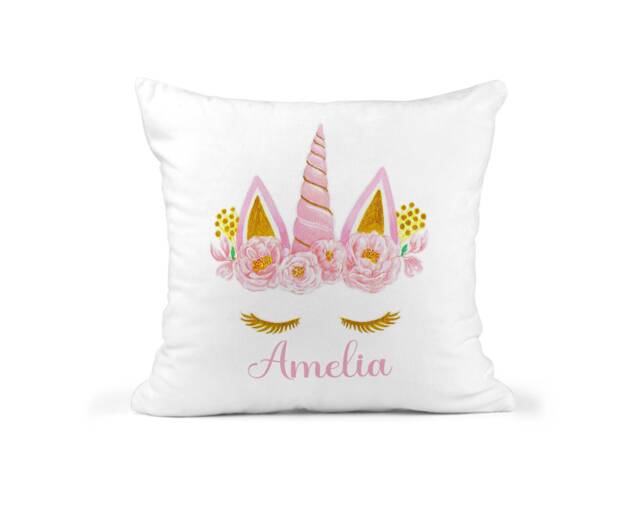 Personalised Unicorn Cushion, Gift, Decor, Face, Girls Decoration, Bedroom Kids, Nursery Baby - image 1