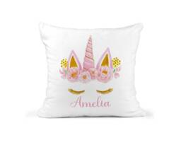 Personalised Unicorn Cushion, Gift, Decor, Face, Girls Decoration, Bedroom Kids, Nursery Baby - thumbnail 1