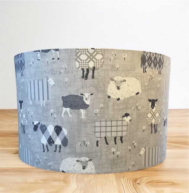 Grey Sheep, Handmade Drum Lampshade, Home Design, Country Decor - image 1