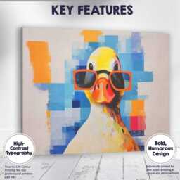 Colourful Duck Wearing Orange Glasses Contemporary Animal Portrait Canvas Wall Art Print Decor Picture Ready To Hang - thumbnail 4