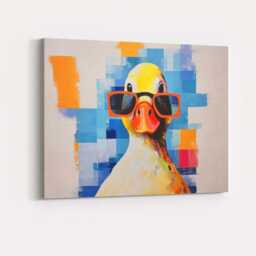 Colourful Duck Wearing Orange Glasses Contemporary Animal Portrait Canvas Wall Art Print Decor Picture Ready To Hang - thumbnail 1