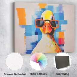 Colourful Duck Wearing Orange Glasses Contemporary Animal Portrait Canvas Wall Art Print Decor Picture Ready To Hang - thumbnail 2