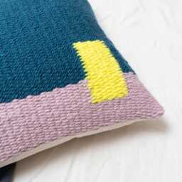 Colorful Handwoven Cushion Cover 16??16??? - Boho Throw Pillow, Handmade Woven - thumbnail 3