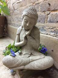 Beautifully Detailed Resting Buddhas Statue For The Home Or Garden, From Sius. Height 33.5cm Weight 15Kg - thumbnail 1