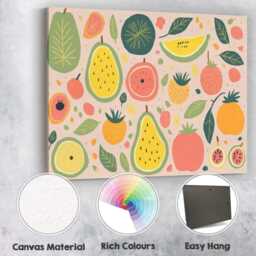 Playful Pastel Tropical Fruit Repeat Pattern Canvas Wall Art Print Decor Picture Ready To Hang - thumbnail 2