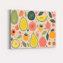 Playful Pastel Tropical Fruit Repeat Pattern Canvas Wall Art Print Decor Picture Ready To Hang - thumbnail 4