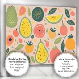 Playful Pastel Tropical Fruit Repeat Pattern Canvas Wall Art Print Decor Picture Ready To Hang - thumbnail 3