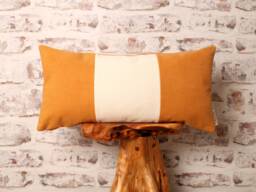 Mustard Corduroy Lumbar Pillow Cover Ecru Geo Color Block - thumbnail 1