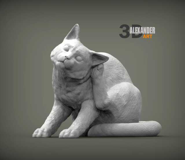 Cat Scratching-3D Printed - For Lovers, Ornament, Memorial, Gift - image 1