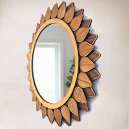 Wall Decor & Mirrors. Round Mirror Made From Walnut Birch. Decorative For Living Room, Bedroom, Entryway Or Bathroom - thumbnail 4