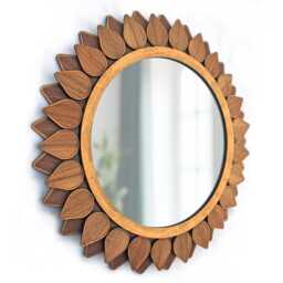Wall Decor & Mirrors. Round Mirror Made From Walnut Birch. Decorative For Living Room, Bedroom, Entryway Or Bathroom - thumbnail 1