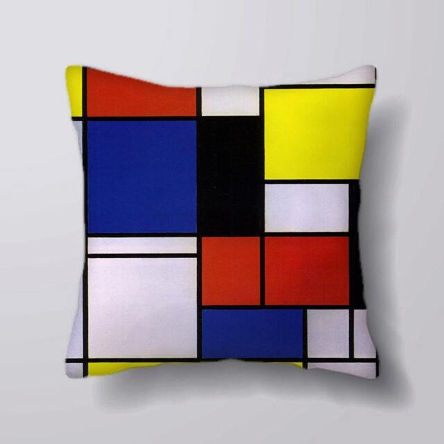 Mondrian Geometric Vintage -Cushion Cover Case Or Stuffed With Insert - image 1
