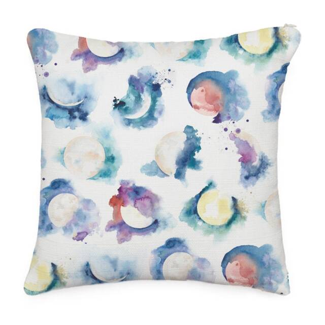 Moon Phase Pattern Throw Pillow, Watercolor Moon Lunar Phases Astrology Gifts Home Decor