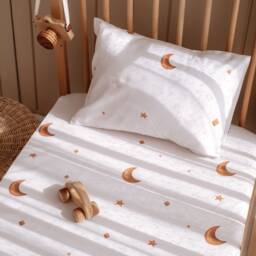 stars Print Organic Cotton Fitted Sheets For Baby - Toddler Custom Twin Size Bedding Affordable Crib Cover New Gift - thumbnail 3
