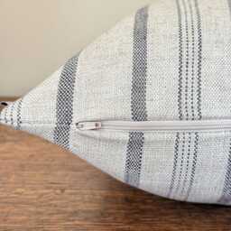 1728. Handmade Charcoal Stripe Linen Blend Cushion Cover, Various Sizes - thumbnail 2