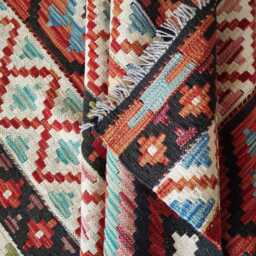 Heritage Kilim Rug, Handmade Artisan Afghan Turkish, Scandinavian, Navajo, Bohemian Flatweave, Natural Wool Multicolour Rug 200x148 cm - thumbnail 4