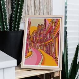 Newcastle UK Art Print High Bridge Street, Colourful Travel Illustration - thumbnail 3