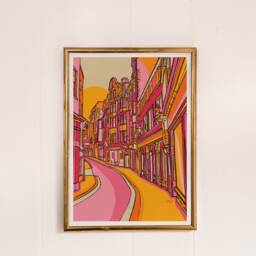 Newcastle UK Art Print High Bridge Street, Colourful Travel Illustration - thumbnail 2
