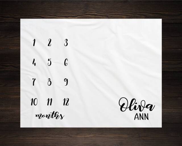 Gender Neutral Milestone Blanket Month Growth Tracker Minky Fleece Custom Personalized Baby Shower Gift Newborn - image 1