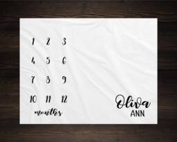 Gender Neutral Milestone Blanket Month Growth Tracker Minky Fleece Custom Personalized Baby Shower Gift Newborn - thumbnail 1