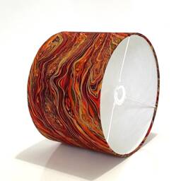 New Handmade High Quality Marble Wave Effects With Golden Glitter Effect Lamp Shade Pendant Light in Blue & Rust Red Fabric - thumbnail 2