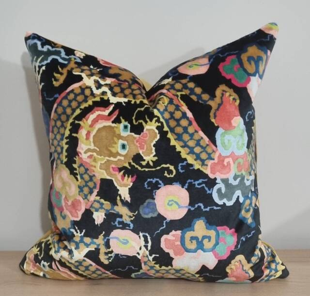 Linwood Velvet Wonderland Double Dragon Rainbow & Omega Cushion Cover 45x45 cm - image 1