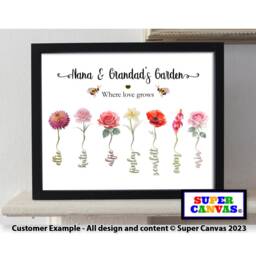 Grandchildren Birth Flower Personalised Handmade Family Picture Framed Print Grandparent Grandma Nana Grandad Birthday Mothers Day Gift - thumbnail 3