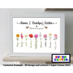 Grandchildren Birth Flower Personalised Handmade Family Picture Framed Print Grandparent Grandma Nana Grandad Birthday Mothers Day Gift - thumbnail 1