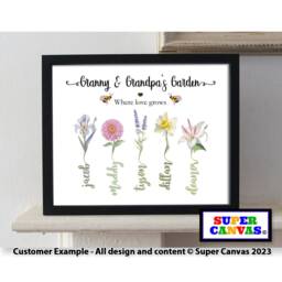 Grandchildren Birth Flower Personalised Handmade Family Picture Framed Print Grandparent Grandma Nana Grandad Birthday Mothers Day Gift - thumbnail 4
