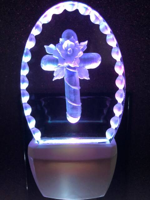 Cross With Rose Night Light - image 1