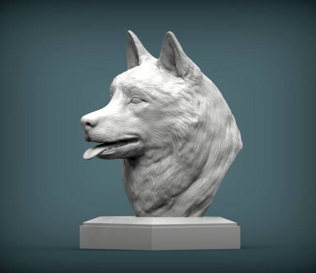 3D Printed Husky Bust Pet Memorial Dog Figurine - image 1
