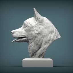 3D Printed Husky Bust Pet Memorial Dog Figurine - thumbnail 2