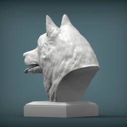 3D Printed Husky Bust Pet Memorial Dog Figurine - thumbnail 3