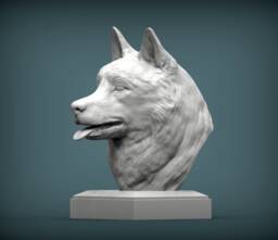 3D Printed Husky Bust Pet Memorial Dog Figurine - thumbnail 1