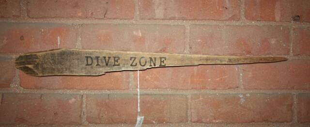 Hand Made Driftwood Wood Burned Sign/Wall Hanging, Dive Zone, Beach Art, Home Decor, Cottage Chic-Cottage, House, Ready To Hang - image 1