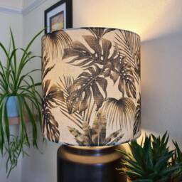 Natural Botanical Leaves Lampshade in Cotton With White Lining - thumbnail 1