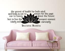 Buddha Wall Decal Quote The Secret Of Health Vinyl Sticker Decals Quotes Lotus Flower Decor Bedroom Yoga Studio X231 - thumbnail 1