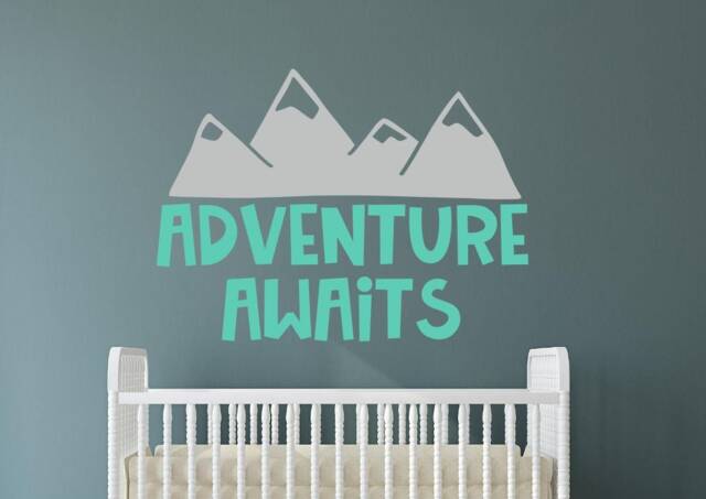 Mountain Nursery Decal - Adventure Awaits Wall Mountains - image 1